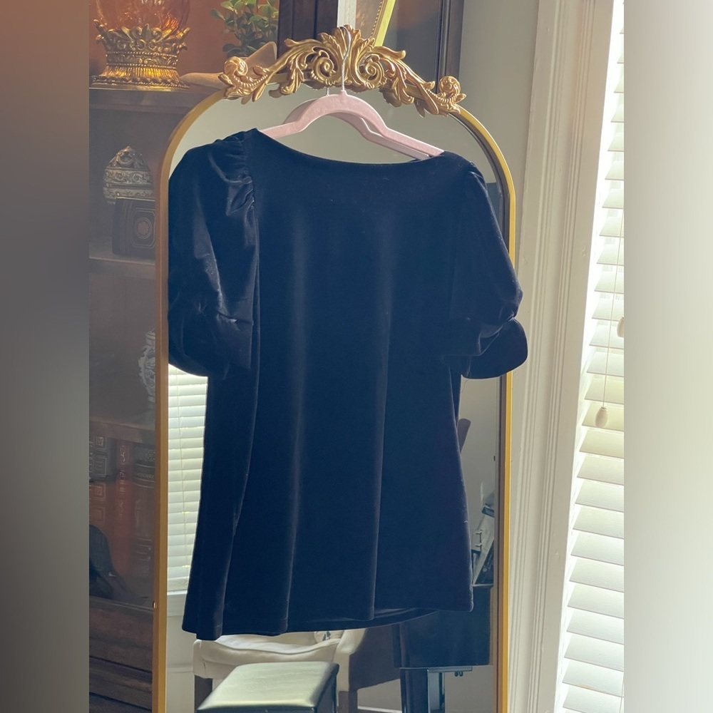 Lauren Ralph Lauren NWT black velvet puff sleeve top